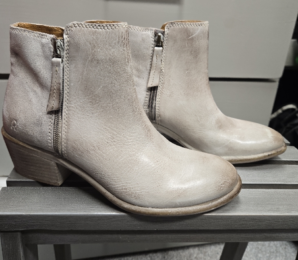 ROAN BY BED|STU Liz White-ish Leather Booties Size 7